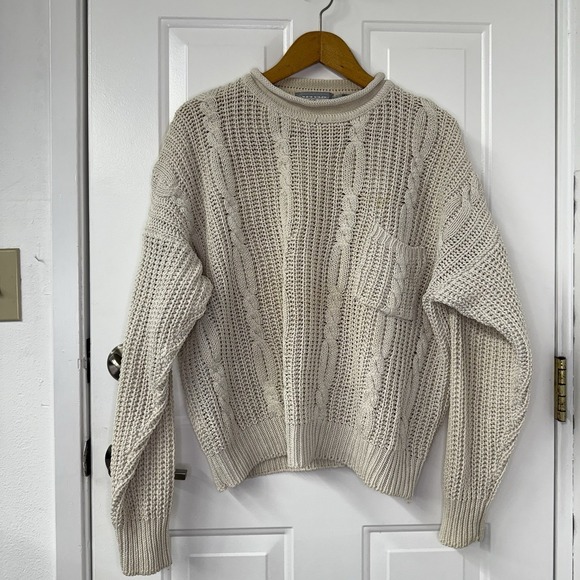 Forenza Sweaters - Vintage Forenza Cable Knit Sweater Womens M Ivory Chunky 80s Retro Oversized